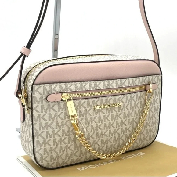 Michael Kors EW Zip Chain Xbody Bag Vanilla/ Light Pink